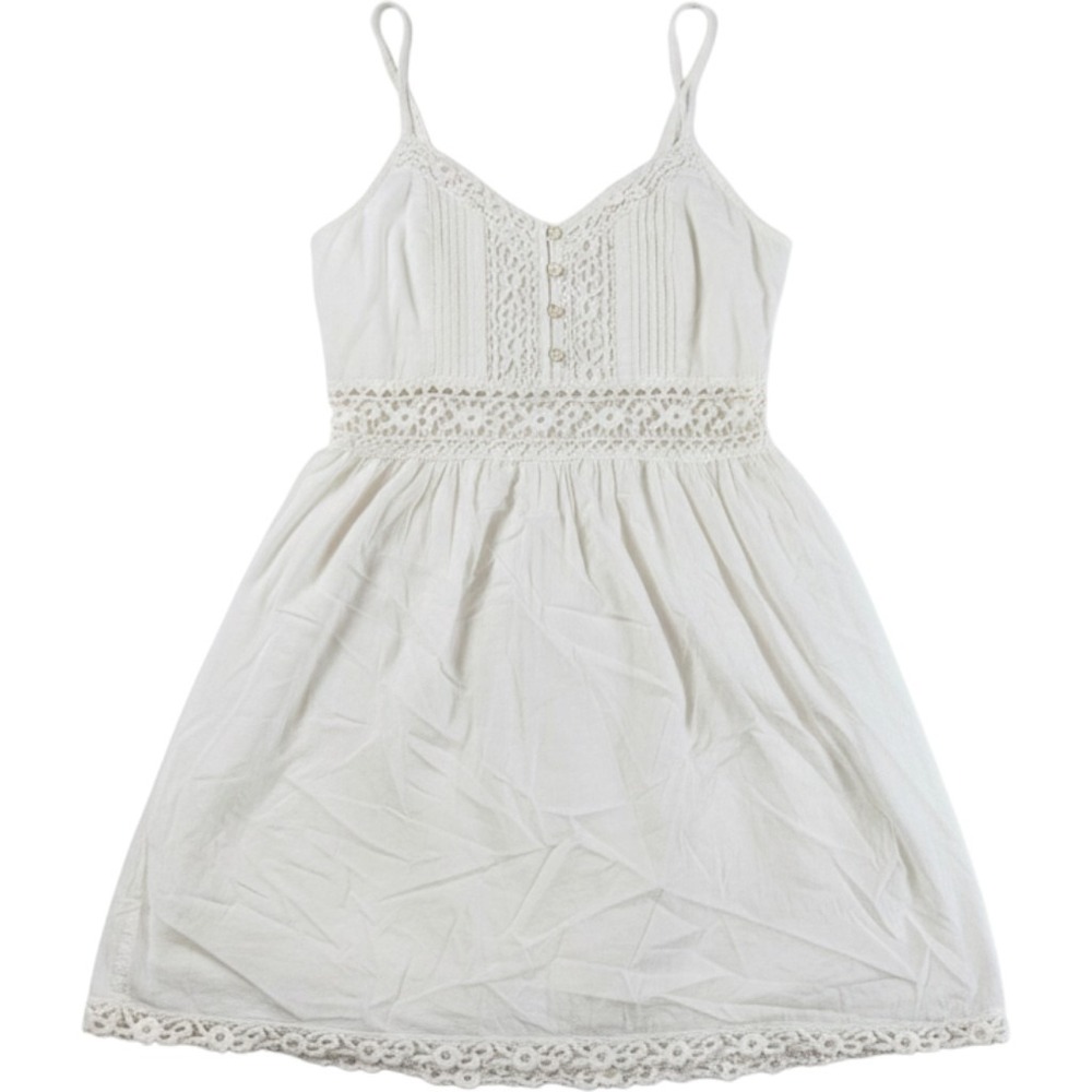 Abercrombie & Fitch White Crochet Lace Mini Dress Smocked Back Boho Summer Small